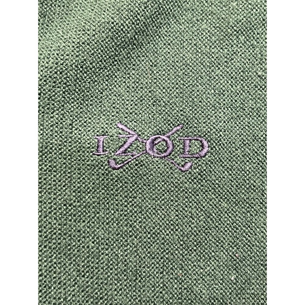 Vintage Izod 80's V-Neck Hunter Green Acrylic Long sleeve Sweater Size Large - Picture 4 of 9